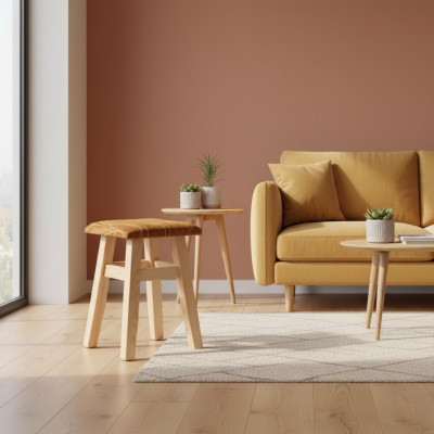 Hocker Holzhocker Schemel Holzschemel Massiv Kiefer NEI Handaarbecht Eechte Holz