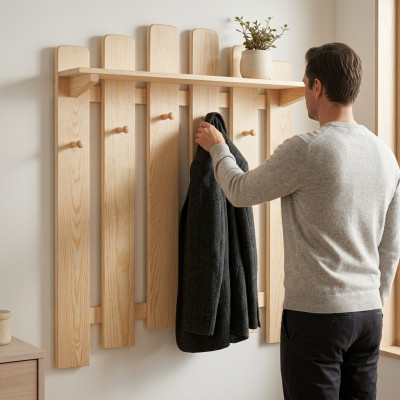 Garderob Wandgarderob mat 6 Haken, Wandpanelen Korridorgarderob Garderobepanel