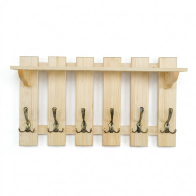 Garderobepaneel 70x40 cm Mauer-Garderob Garderob Kiefer massiv 6 Haken