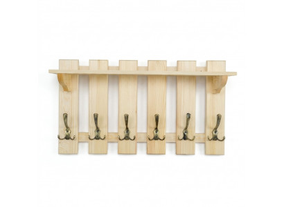 Garderobepaneel 70x40 cm Mauer-Garderob Garderob Kiefer massiv 6 Haken