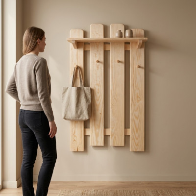 Massivholz Garderobepaneel Kiefer massiv Wandhänggarderobe Flur Holz Nei