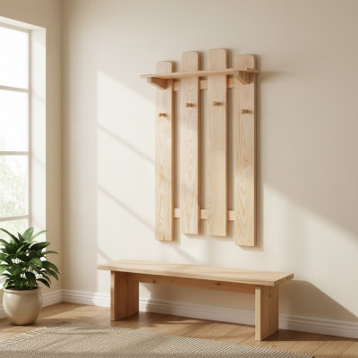 Massivholz Garderobepaneel Kiefer massiv Wandhänggarderobe Flur Holz Nei
