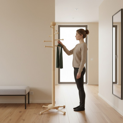 Kleederstänner Kleederstänner Holz Kleederstaang Design Garderob mat 8 Haken