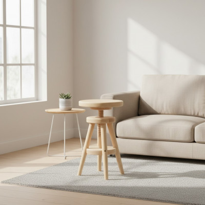 Rotatiounsstull Barstull Holz héichtverstellbar Sëtzmiwwel Schemel Aarbechtsstull nei