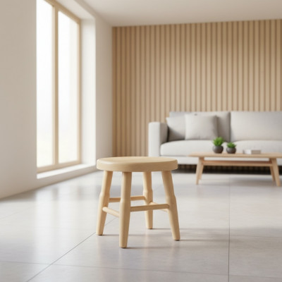 Hocker Holzhocker Schemel Holzschemel Massiv Kiefer Handaarbecht Miwwel Stull Nei