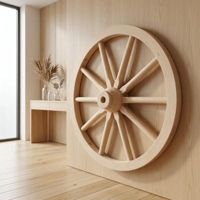 Dekorad Holzrad Ø 60 cm Speechenrad Wonrad Gäertendeko Buttekdeko Dekoratioun Nei