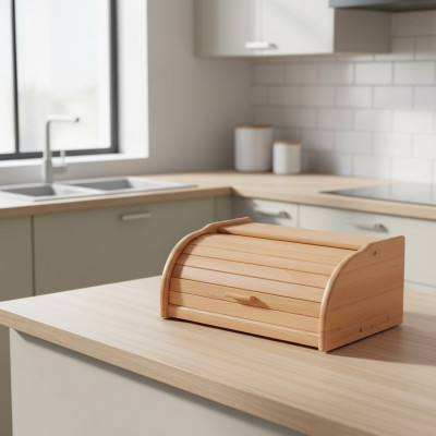 Buche Broutkëschte 40 cm Broutbox Rullkëschte Brout Rullklapp Eechte Holz Këscht