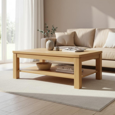 Massivholz Natur Couchtisch massiv Holz Miwwelen edel Design Wunnzëmmerdësch Dëscher