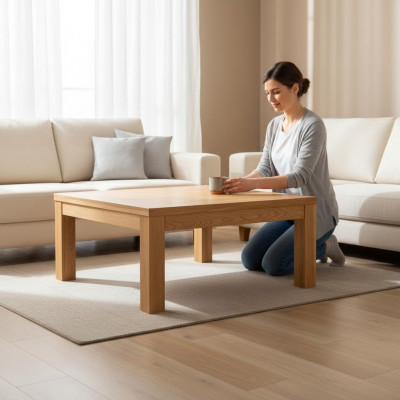 Couchtisch Niewentisch Richtegt Holz Massiv Miwwelen Eech 100x70cm Nei Stillen