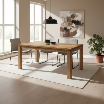 Iessdësch Grupp Iesszëmmer Garnitur Holz Design Dëscher 140x90cm