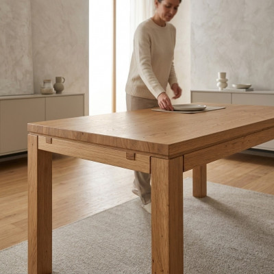 Dësch Holz 160x90cm Echte Iesszëmmer Miwwelen Still Massiv Holzmiwwelen Iessdëscher Nei