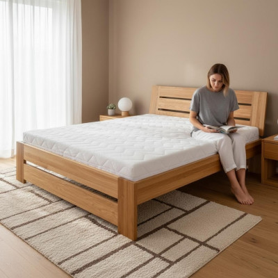 Bett Massivholzbett Eechte Holzbetter Schlofkummer Hotel Design Stil Massiv Miwwelen