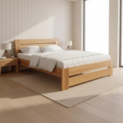 Bett Massivholzbett Eechte Holzbetter Schlofkummer Hotel Design Stil Massiv Miwwelen