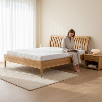 Massivholzbett Duebelbett Biche Schlofzëmmer Miwwelen Holz 140x200cm Neien