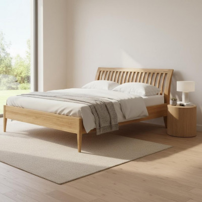 Massivholzbett Duebelbett Biche Schlofzëmmer Miwwelen Holz 140x200cm Neien