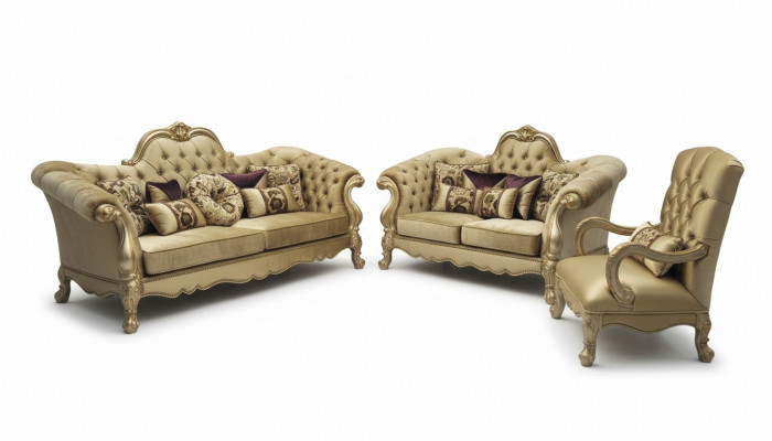 Luxus Sofagarnitur 3+2+1 Sëtzer Set Sofa Këssen Couchen Couch