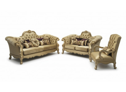 Luxus Sofagarnitur 3+2+1 Sëtzer Set Sofa Këssen Couchen Couch