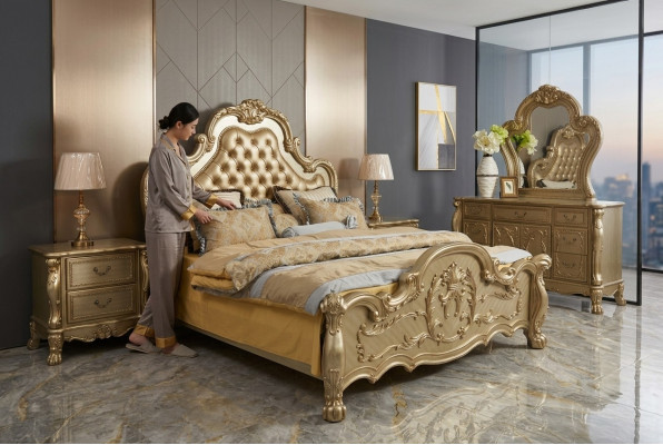 Bett Polsterbett Luxus Duebel Schlofkummer Barock Holz Lieder Better