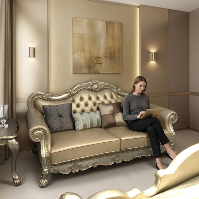 Klassesch 3-Sëtzer Canapé Sofa Couch Polsteren Sofas Couchen Barock