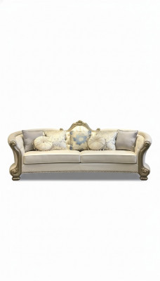 Ronn Sofa Holz geschnëtzte Véiersëtzer Couch Lieder Chesterfield Wunnen