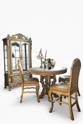 Ronnen Iesszëmmer Ronn Dësch Dëscher Holz Ronn Dekor Klassesch Barock Stil