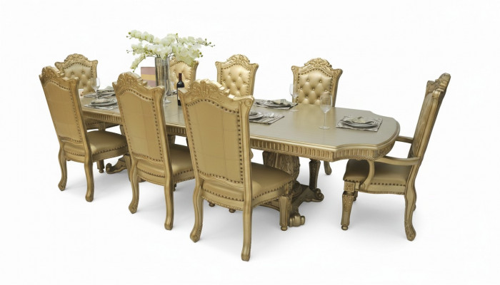 Komplett Beige Iesszëmmerambiance Designer Iessdësch mat Still