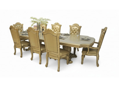 Komplett Beige Iesszëmmerambiance Designer Iessdësch mat Still