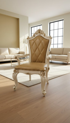 Wunnzëmmer Stull Design Iesszëmmer Holz Still Polster mat Äermleefel