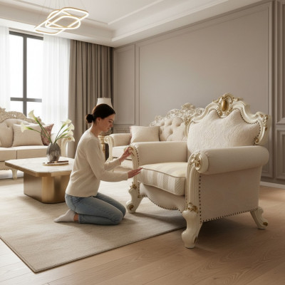 Textil Sessel 1 Sëtzer Sofa Polster Sofas Design Klassesch Luxus Barock
