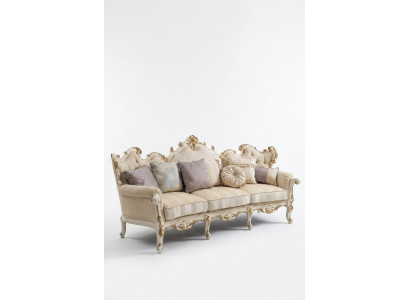 Exklusiv aus Holz geschnëtzte Véiersëtzer XXL Canapé Barock Rokoko Textil Canapé Ronn