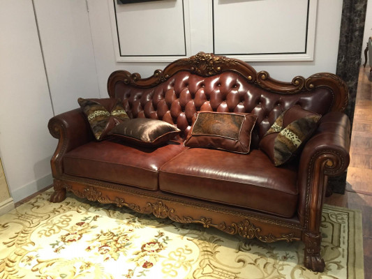 Liederdivan Barockstil Rokoko Liederdivan Couch Polstersëtz 3-Sëtzer Dräisëtzer