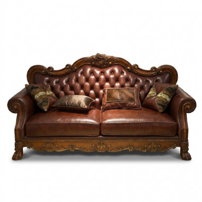 Liederdivan Barockstil Rokoko Liederdivan Couch Polstersëtz 3-Sëtzer Dräisëtzer