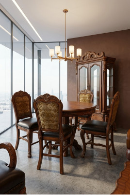 Ronn Iesszëmmer Ronn Dësch Holz Dëscher Ronn Klassesch Barock Rokoko Miwwel Nei