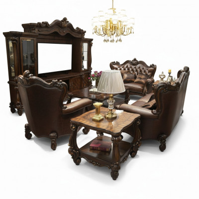 Sofagarnitur 321 Sëtzer Sofa Couch Lieder Garnitur Polsterset Holz Barock