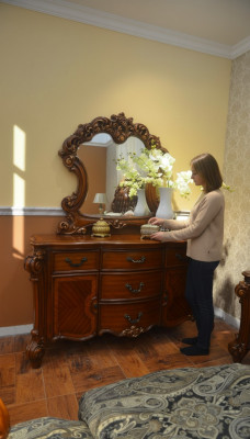 Buffet Anrichte Kommode Spigel Eechte Handaarbecht Holz Barock Rokoko