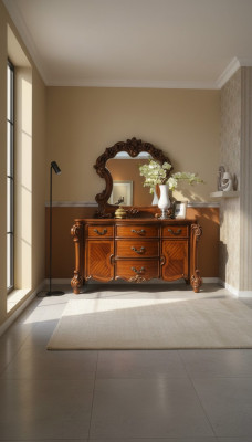 Buffet Anrichte Kommode Spigel Eechte Handaarbecht Holz Barock Rokoko