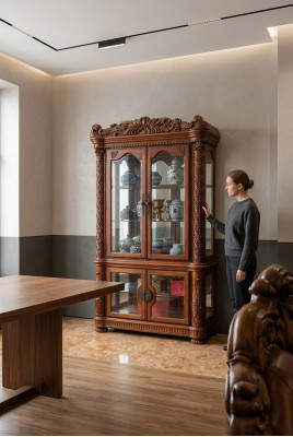 Edel Vitrinn Antik Stil Barock Rokoko Schaf Schaf Schaf Schauwenster Deko Wunnzëmmer