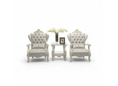 Lounge Club Garnitur 3-Teile Set 2x Fauteuil Beistelltisch Tisch Sofa Garnitur Nei