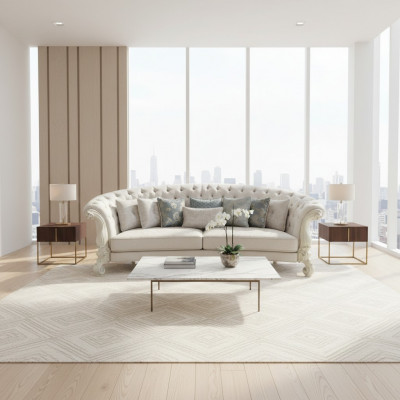 Klassesch Véiersëtzer Wunnzëmmer Canapé Stoff Barock Rokoko Luxus Sofa