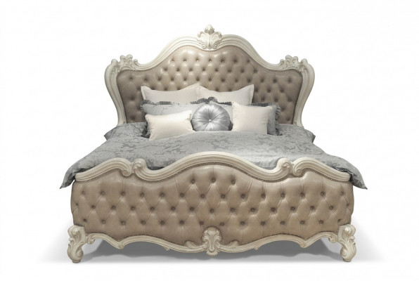 Luxus klassescht Schlofzëmmer 4-Deeler Bett Nuetsdëscher Kleederschaf