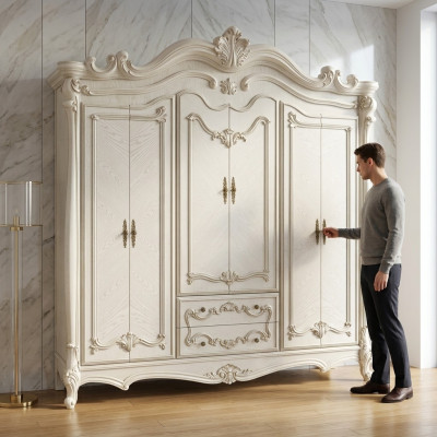 Klasseschen antike Stil Kleederschaf Schaf Holz Kleederschaf Schlofzëmmer Barock