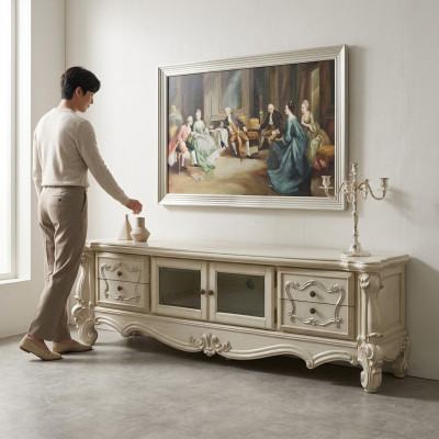 Sideboard TV Lowboard RTV Schaf Dësch Wunnzëmmer Holz Klassesch Barock Nei