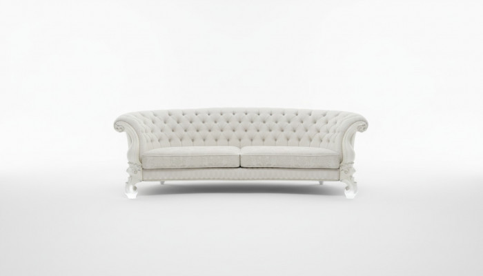Sofa 4-Sëtz Canapé Design Gestofftéiert Chesterfield Sëtz Garnitur Lieder Textil