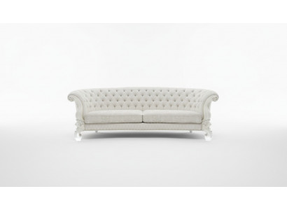 Sofa 4-Sëtz Canapé Design Gestofftéiert Chesterfield Sëtz Garnitur Lieder Textil