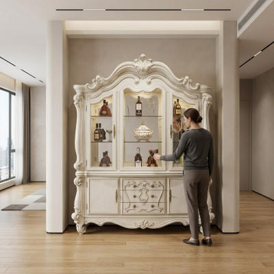 Luxus Schaukäschte Vitrinn Glas Schaf Antik Stil Barock Rokoko