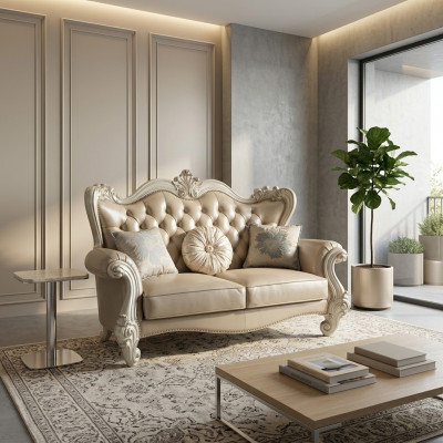 Luxus 2-Sëtzer Couch Polstersofa Lieder Couchen Garnitur Chesterfield Barock
