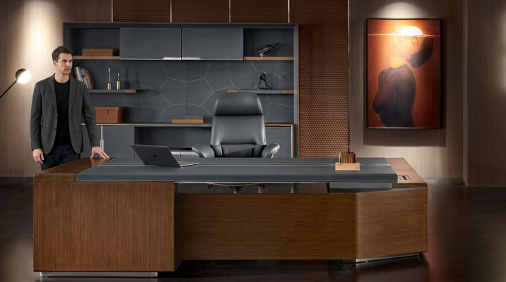 Design Büro Dësch Schreifdësch Sesselleiwen Ariichtung Ecktisch mat Stull 2-Deeler. Nei