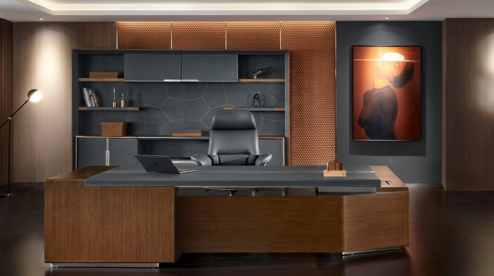 Design Büro Dësch Schreifdësch Sesselleiwen Ariichtung Ecktisch mat Stull 2-Deeler. Nei