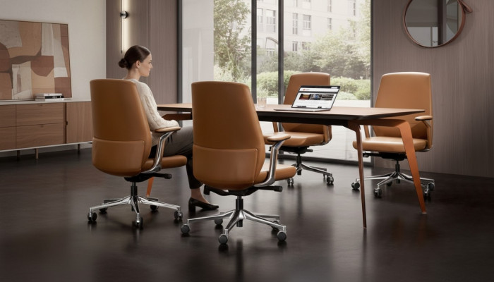 Büro Set 4x Konferenzstull & Konferenztësch Komplettset Versammlungstësch 5tlg.