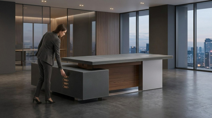 Design Büro Miwwel Ariichtung Schreifdësch Eck Dësch Chef Lieder Holz